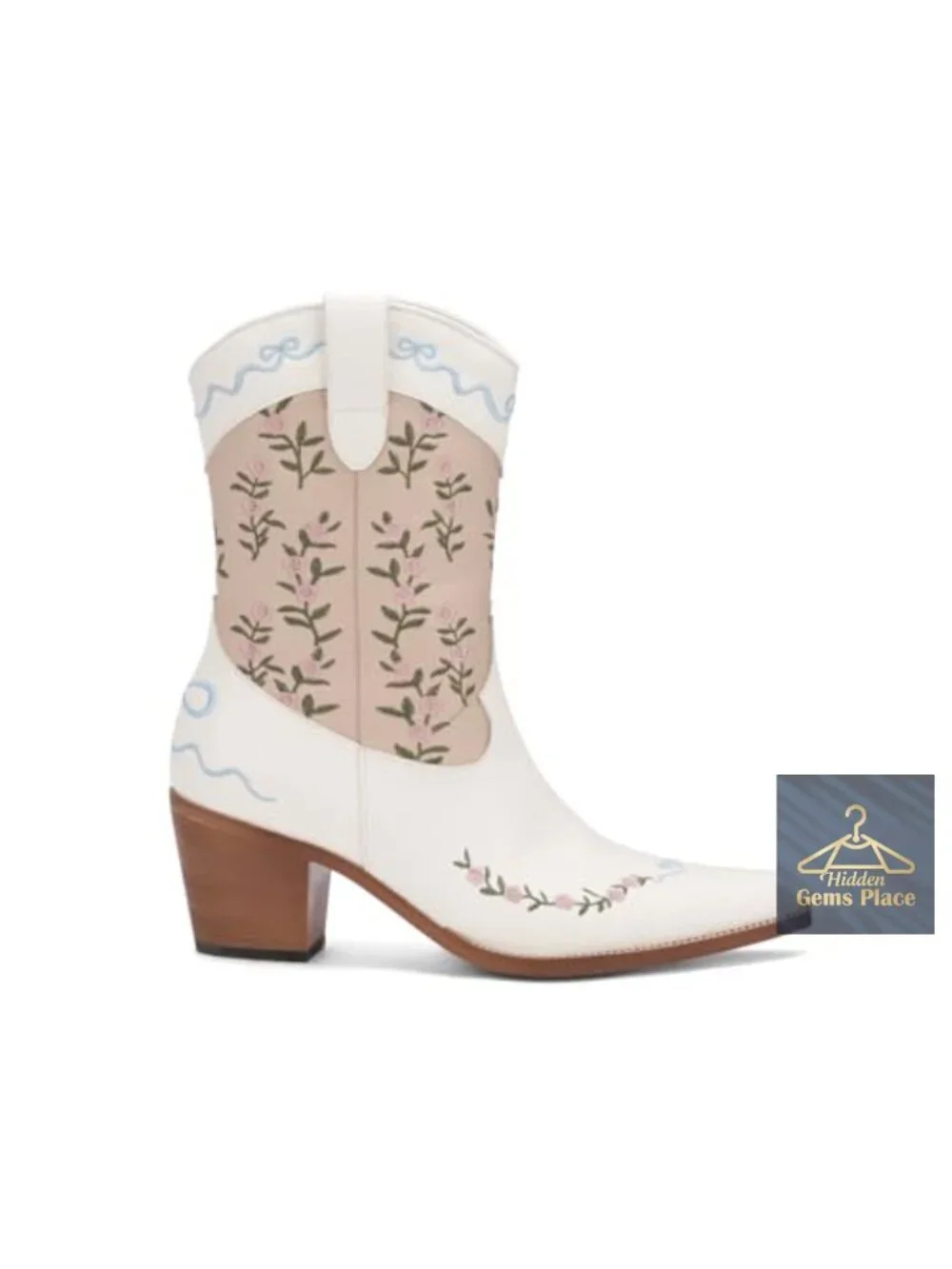 Women's Western Cowboy Boots Mid-Calf Chunky Heel Square Toe Faux Leather